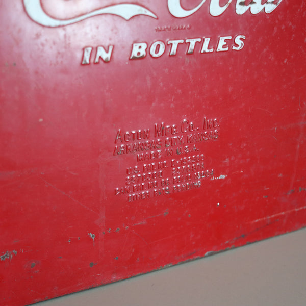 COCA COLA 1950 Mid Century Red-White Enameled Cooler With Hinged Handle