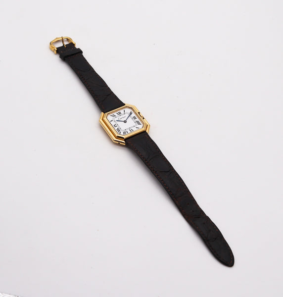 CARTIER Paris 1970 Automatic Large Ceinture Wristwatch In 18 Kt Yellow Gold