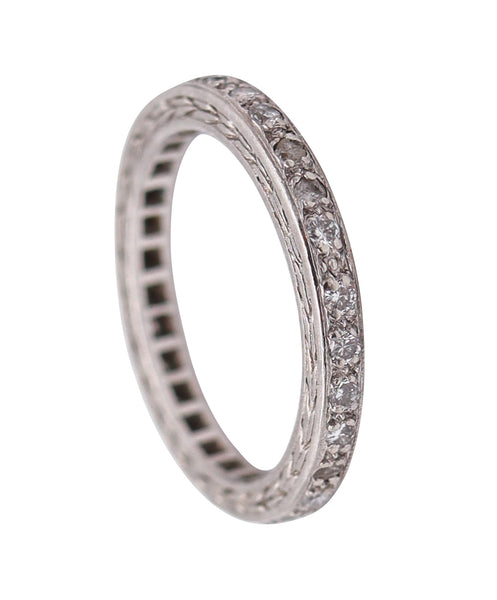 ART DECO 1925 Eternity Ring In .900 Platinum With 28 European Round Diamonds