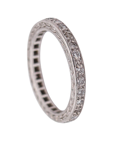 ART DECO 1925 Eternity Ring In .900 Platinum With 28 European Round Diamonds