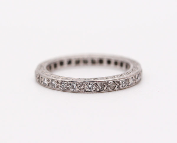 ART DECO 1925 Eternity Ring In .900 Platinum With 28 European Round Diamonds