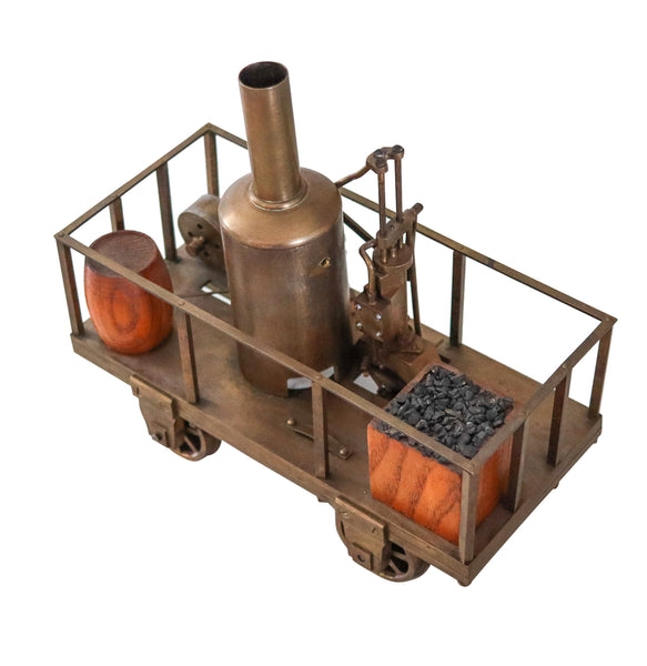 STEAM ENGINE 1880 Tom Thumb Patent Scale Model Car With Wheels Polished Brass