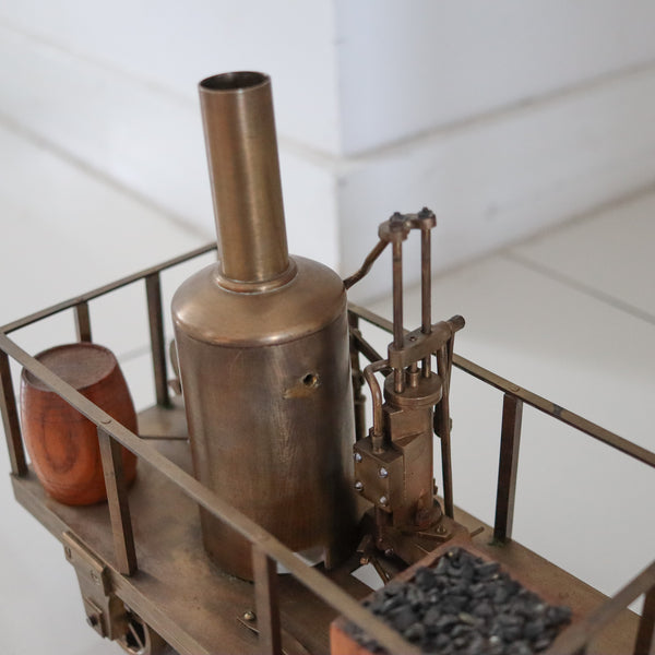 STEAM ENGINE 1880 Tom Thumb Patent Scale Model Car With Wheels Polished Brass