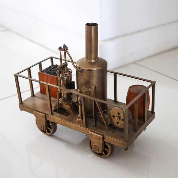 STEAM ENGINE 1880 Tom Thumb Patent Scale Model Car With Wheels Polished Brass