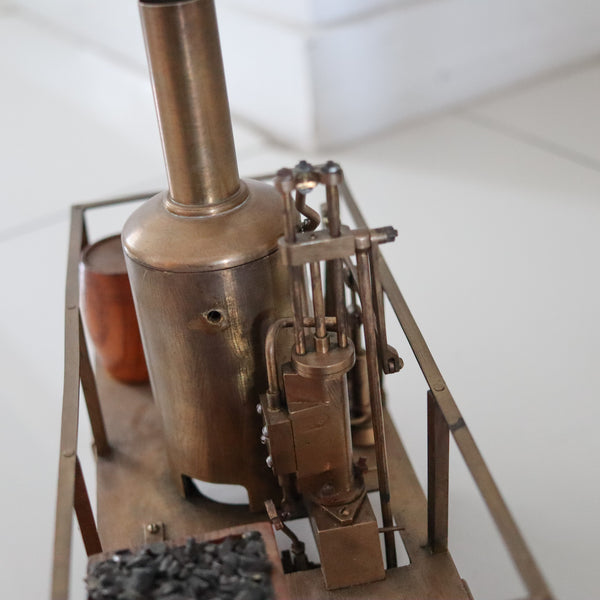 STEAM ENGINE 1880 Tom Thumb Patent Scale Model Car With Wheels Polished Brass