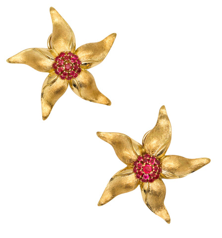 -Carlo Weingrill 1960 Earrings In 18Kt Yellow Gold With 1.08 Ctw In Rubies