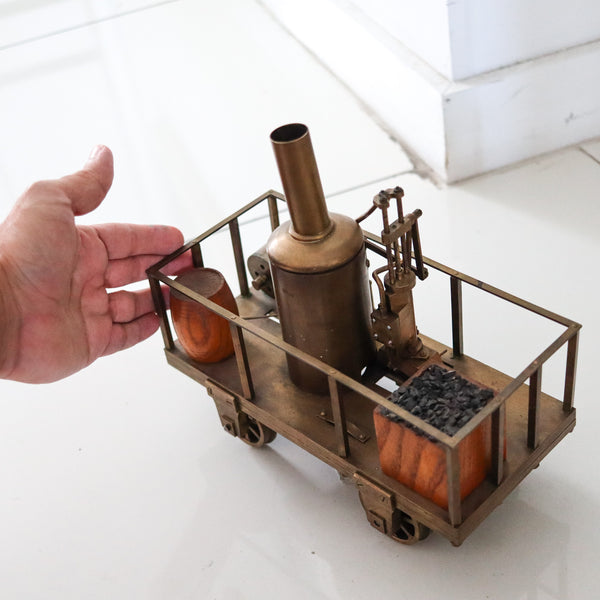 STEAM ENGINE 1880 Tom Thumb Patent Scale Model Car With Wheels Polished Brass