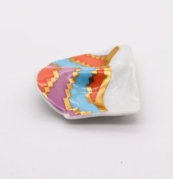 JOHAN GERARD VAN LOON 1970 Rosenthal Studio Line Polychromate Brooch In Porcelain