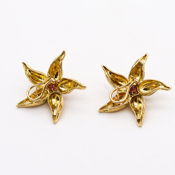 -Carlo Weingrill 1960 Earrings In 18Kt Yellow Gold With 1.08 Ctw In Rubies