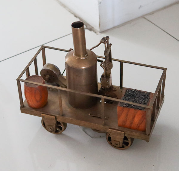 STEAM ENGINE 1880 Tom Thumb Patent Scale Model Car With Wheels Polished Brass