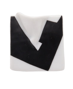 JOHAN GERARD VAN LOON 1970 Rosenthal Studio Line Brooch In Black & White Porcelain