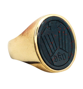 THIRD REICH 1930 Bloodstone Signet Ring In 14Kt Gold Carved With Stylized Eagle