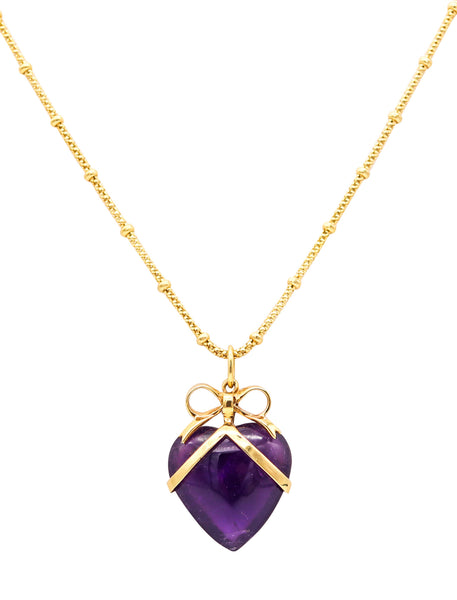 UNOAERRE Modernist Necklace In 14Kt Yellow Gold With Heart Shaped Amethyst