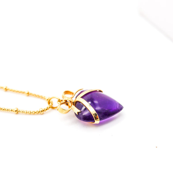UNOAERRE Modernist Necklace In 14Kt Yellow Gold With Heart Shaped Amethyst