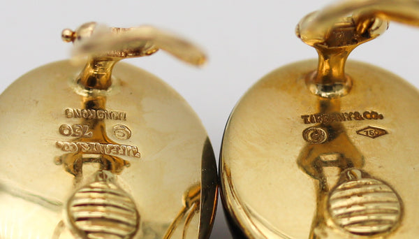 -Tiffany & Co 1979 Angela Cummings Black Jade Earrings With 18Kt Gold Polka Dots