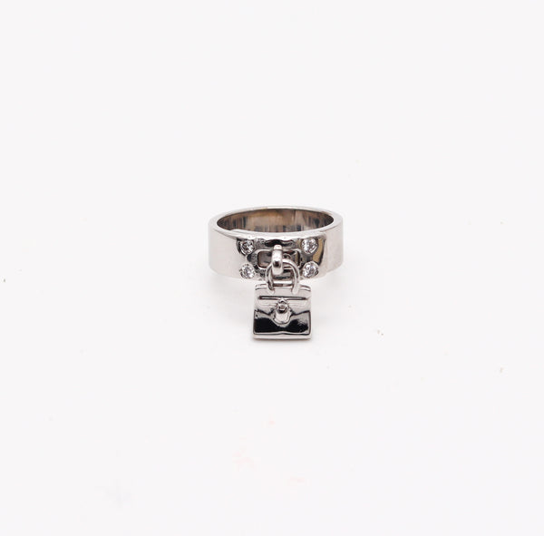 HERMES Paris Movable Kelly Ring In 18Kt White Gold With VS Brilliant Diamonds