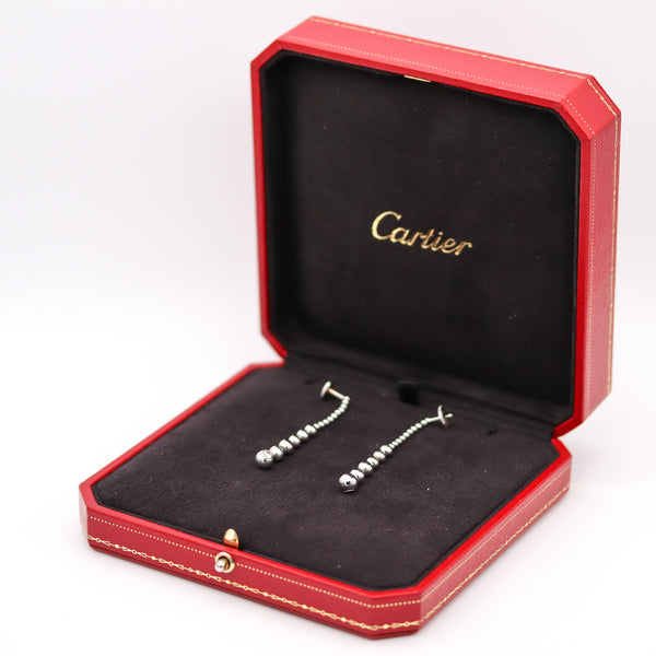 -Cartier Perles De Diamants Dangle Earrings In 18Kt White Gold With VVS Diamonds