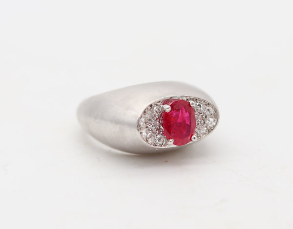 CARTIER London 1960 Gipsy Ring In Platinum With Burmese Ruby & Diamonds