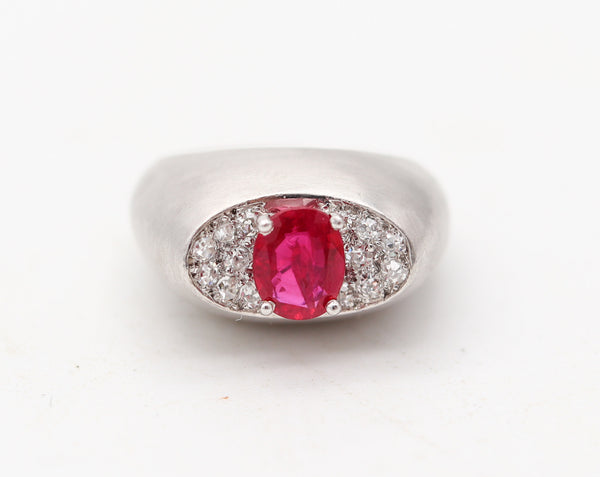 CARTIER London 1960 Gipsy Ring In Platinum With Burmese Ruby & Diamonds