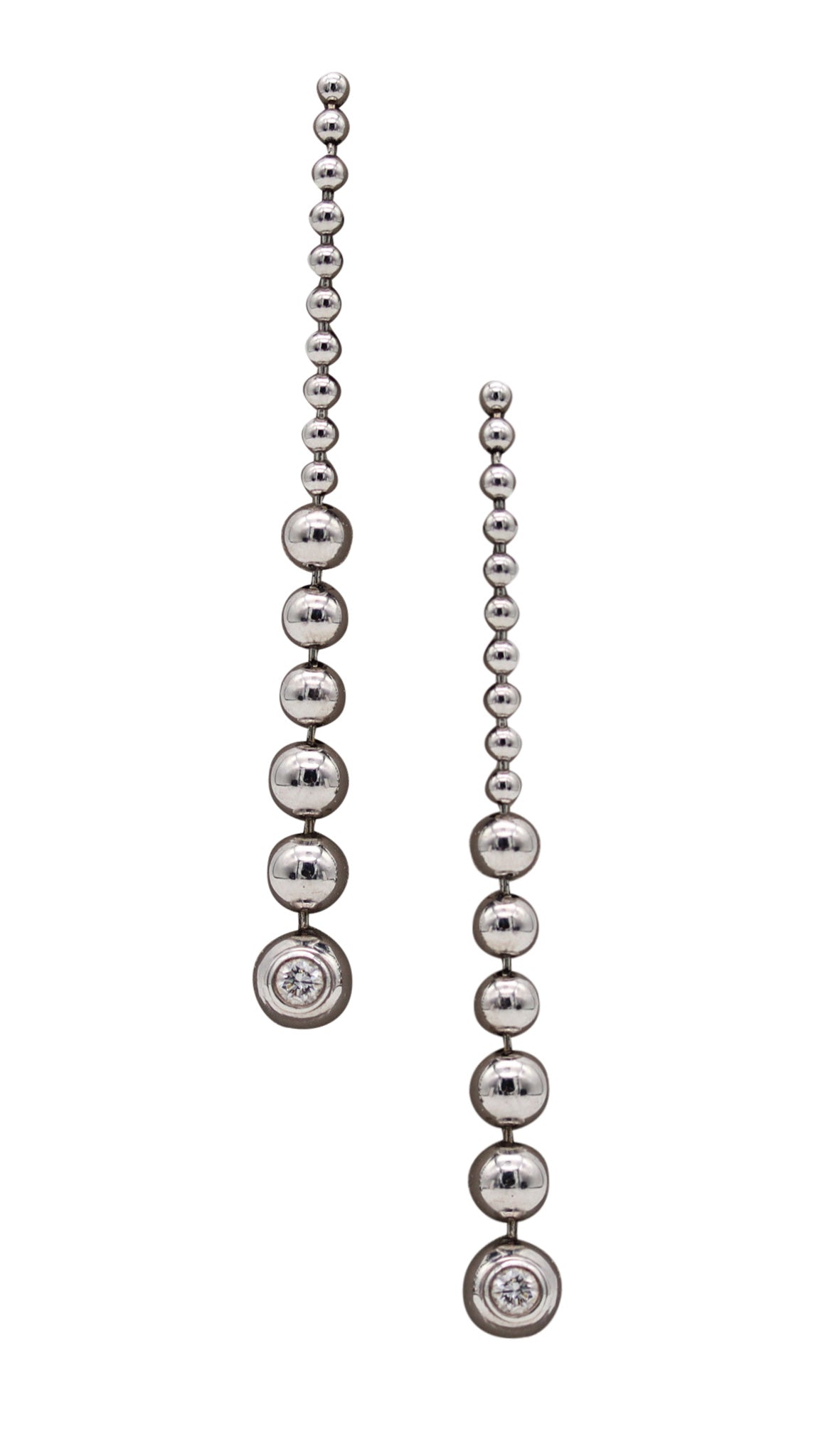 -Cartier Perles De Diamants Dangle Earrings In 18Kt White Gold With VVS Diamonds