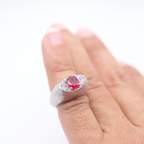 CARTIER London 1960 Gipsy Ring In Platinum With Burmese Ruby & Diamonds