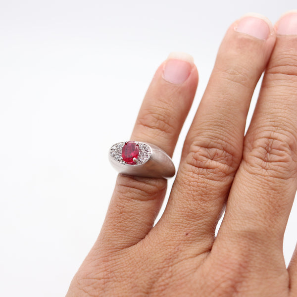 CARTIER London 1960 Gipsy Ring In Platinum With Burmese Ruby & Diamonds