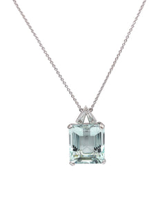 CLASSIC Modernist Necklace In 18Kt Gold With 32.76 Ctw Aquamarine & Diamonds