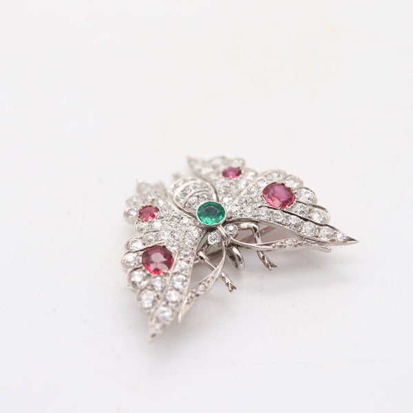 EDWARDIAN 1900 Fabulous Butterfly In 18Kt Gold With Diamonds, Rubies & Emerald