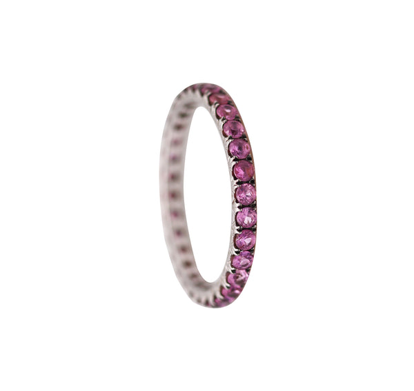 -Italian Eternity Ring Band In 18 Kt White Gold With 1.20 Ctw In Pink Sapphires