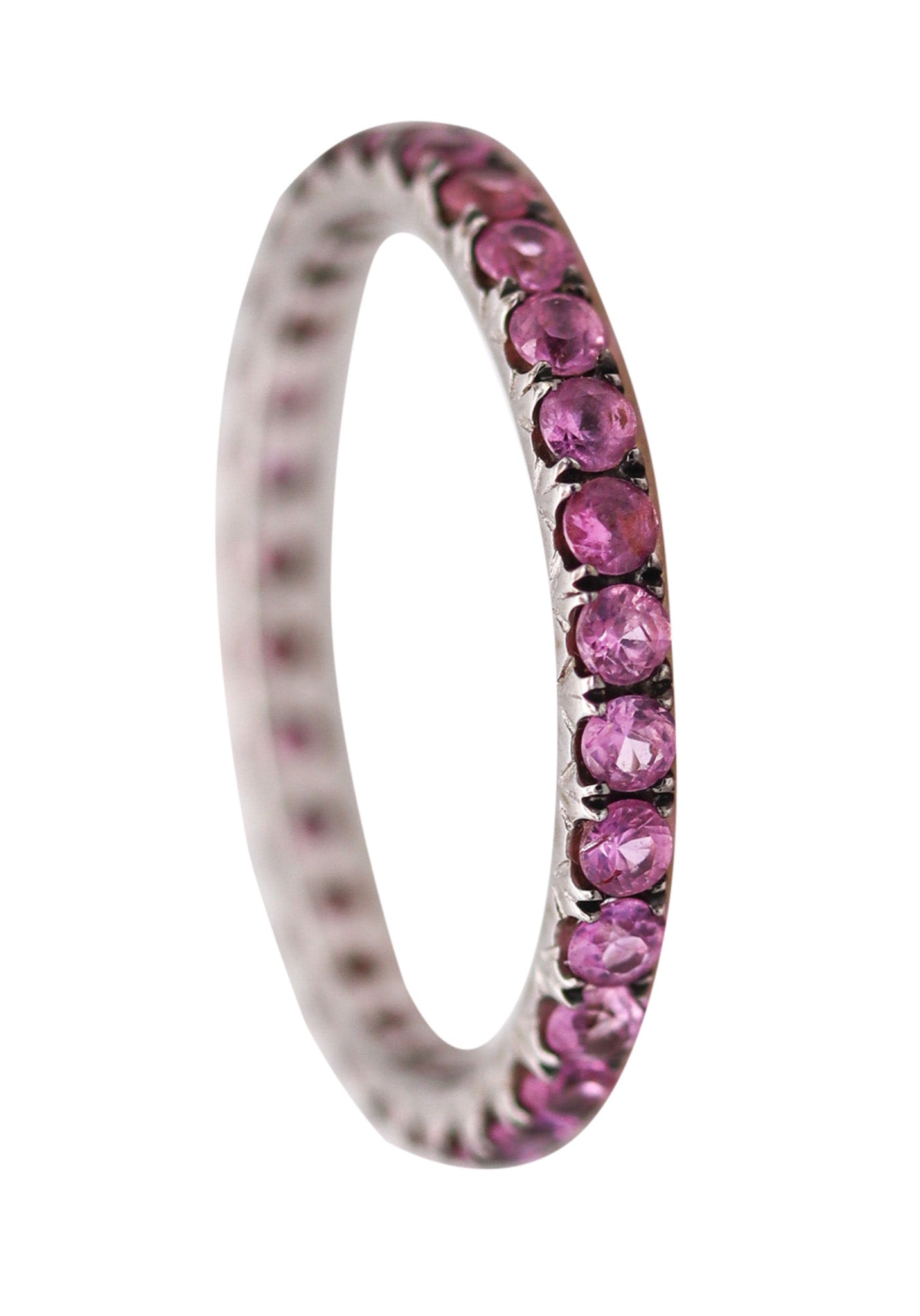 -Italian Eternity Ring Band In 18 Kt White Gold With 1.20 Ctw In Pink Sapphires