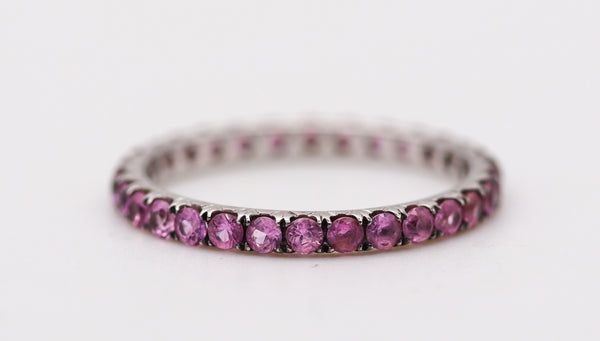 -Italian Eternity Ring Band In 18 Kt White Gold With 1.20 Ctw In Pink Sapphires