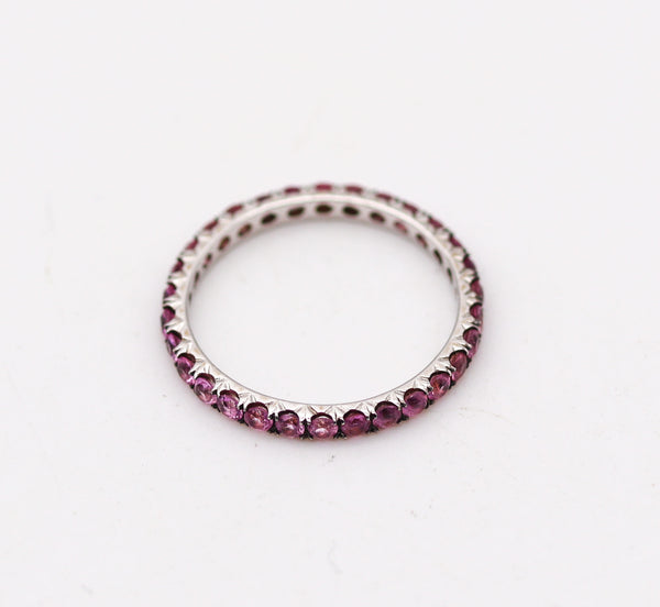 -Italian Eternity Ring Band In 18 Kt White Gold With 1.20 Ctw In Pink Sapphires