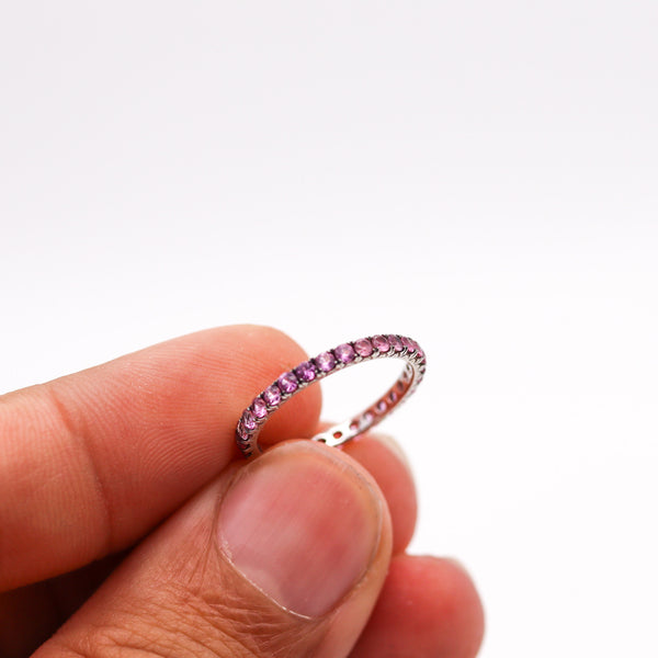 -Italian Eternity Ring Band In 18 Kt White Gold With 1.20 Ctw In Pink Sapphires