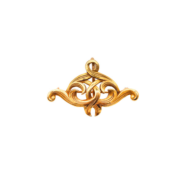 TIFFANY & CO. 1900 Art Nouveau Brooch With Scrolls In 18Kt Yellow Gold