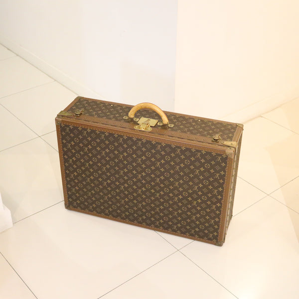 LOUIS VUITON Paris 1970 Alzer-70 Luggage Trunk LV Pattern With Cover & Service Paper