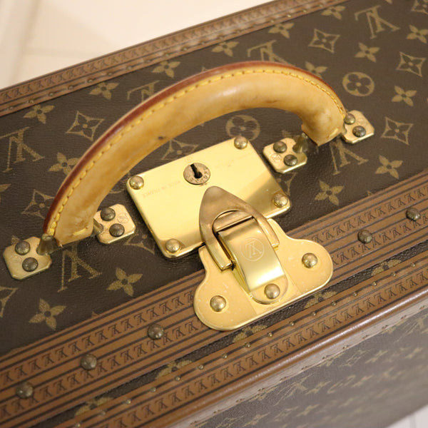 LOUIS VUITON Paris 1970 Alzer-70 Luggage Trunk LV Pattern With Cover & Service Paper