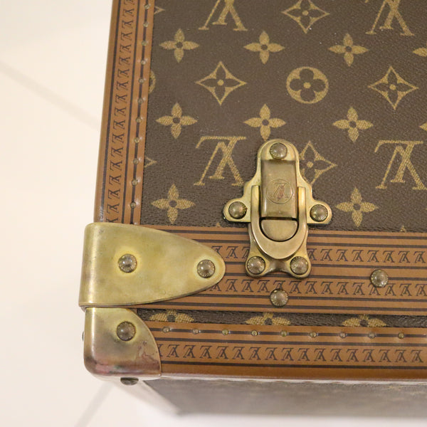 LOUIS VUITON Paris 1970 Alzer-70 Luggage Trunk LV Pattern With Cover & Service Paper