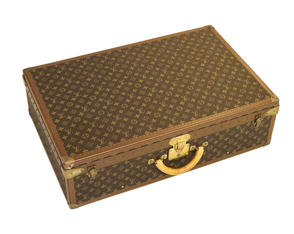 LOUIS VUITON Paris 1970 Alzer-70 Luggage Trunk LV Pattern With Cover & Service Paper