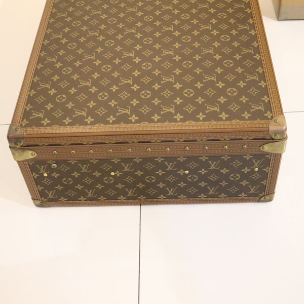 LOUIS VUITON Paris 1970 Alzer-70 Luggage Trunk LV Pattern With Cover & Service Paper