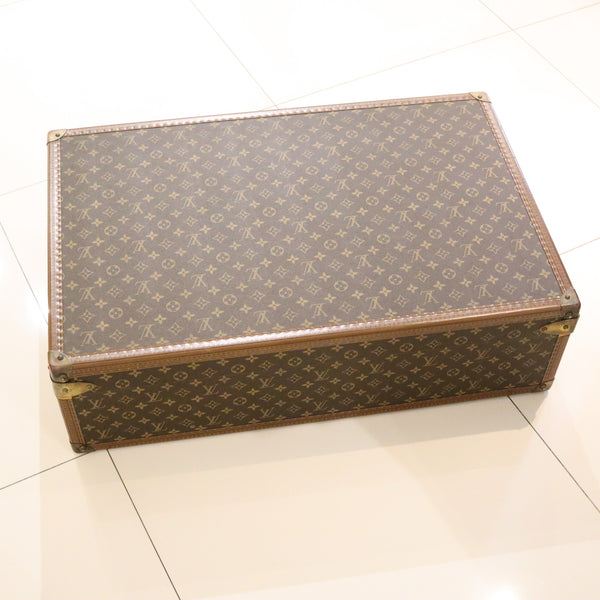 LOUIS VUITON Paris 1970 Alzer-70 Luggage Trunk LV Pattern With Cover & Service Paper