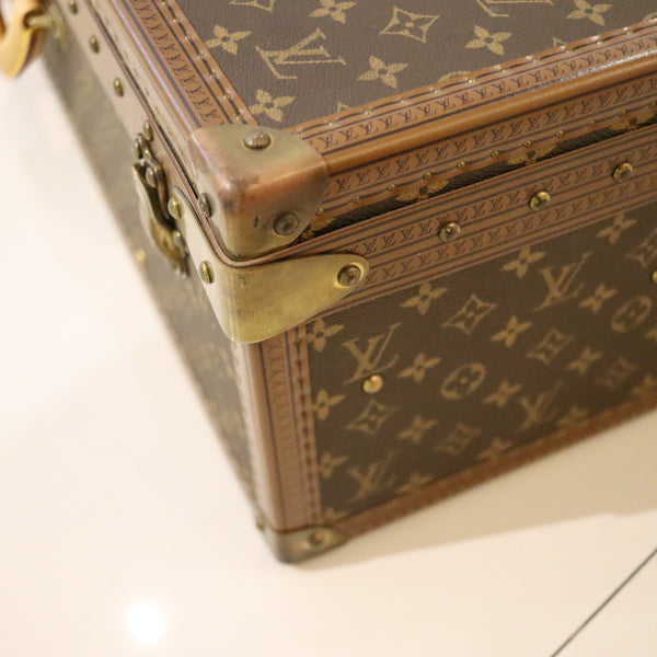 LOUIS VUITON Paris 1970 Alzer-70 Luggage Trunk LV Pattern With Cover & Service Paper