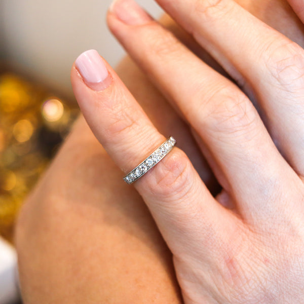 ART DECO 1925 Eternity Ring In Platinum With 25 European Round Diamonds