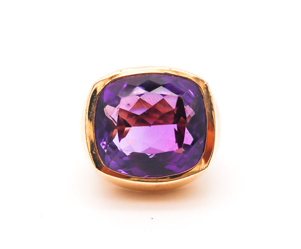 MARCHAK Paris 1970 Cocktail Ring In 18Kt Yellow Gold With 41.51 Cts Amethyst