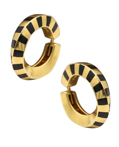 -Tiffany & Co. 1977 By Angela Cummings Hoop Earrings In 18Kt Gold With Black Jade