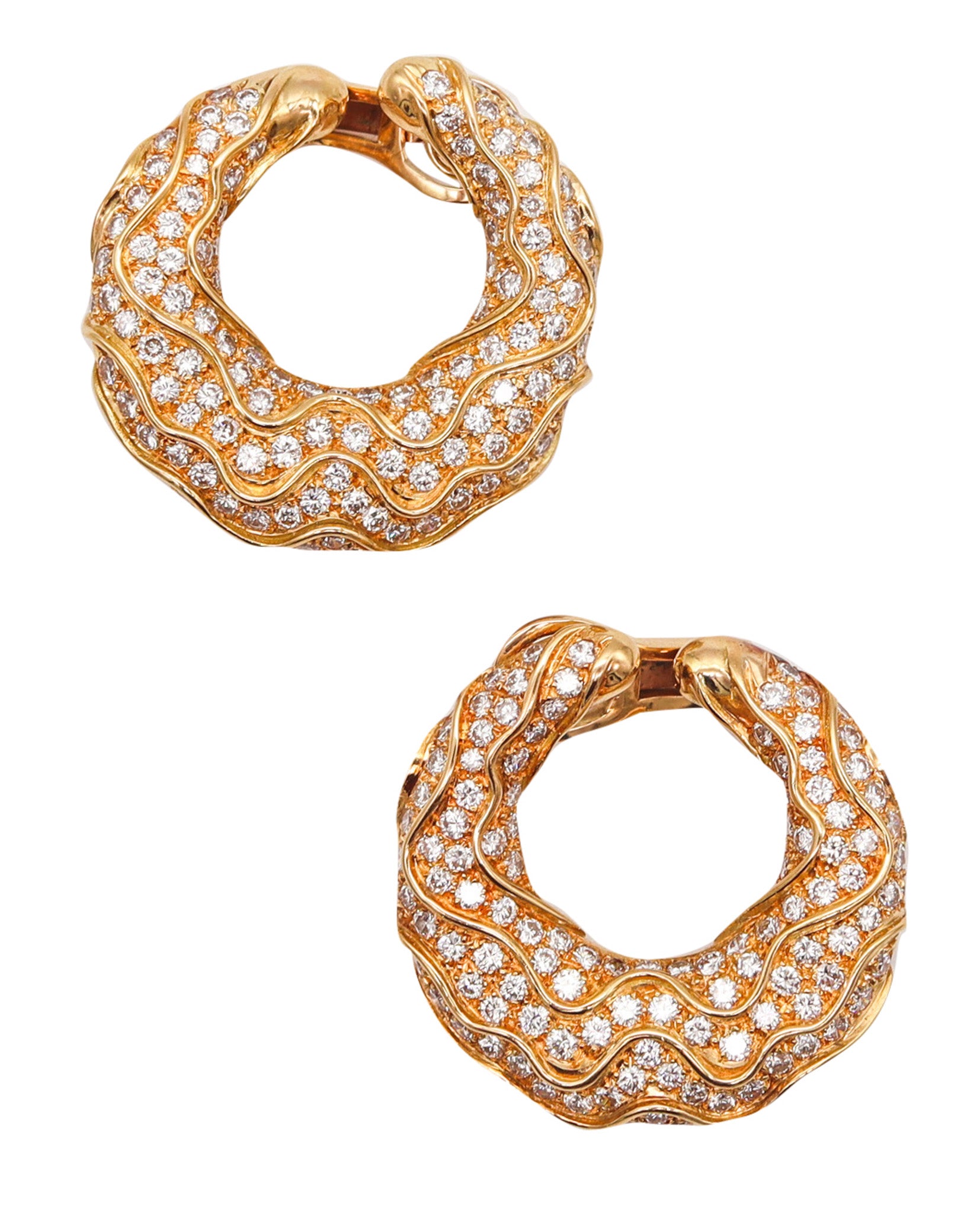 MARINA B. France Ondas Clips Hoop Earrings In 18Kt Gold With 9.84 Ctw In Diamonds