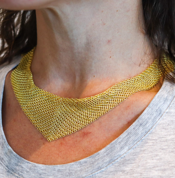 TIFFANY & CO. 1980 Elsa Peretti Draped Mesh Necklace in 18Kt Gold Vermeil On Silver