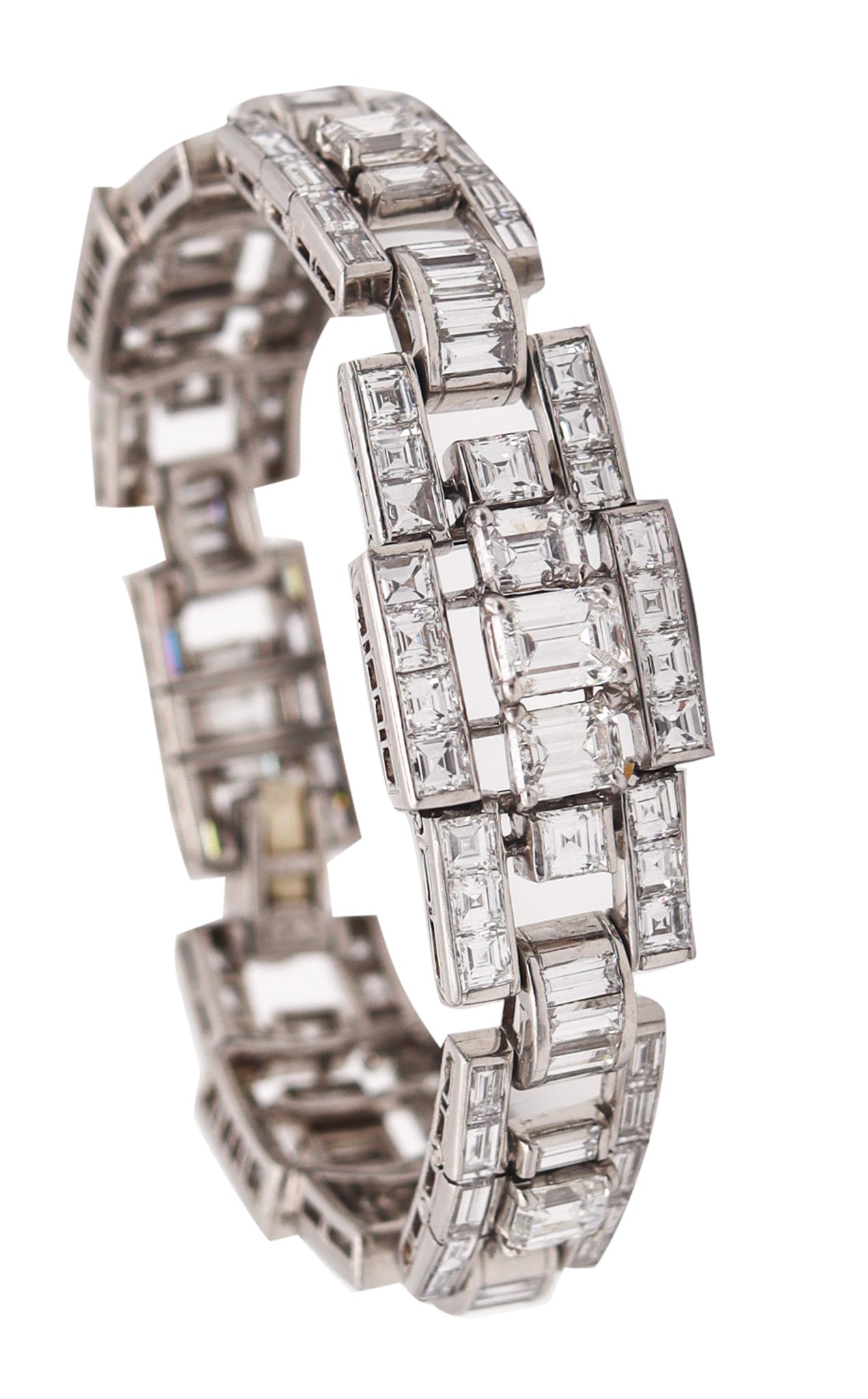 OSCAR HEYMAN & CO. Deco Bracelet In Platinum With 30.64 Ctw In VS Diamonds