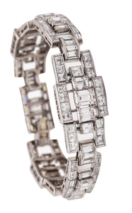 OSCAR HEYMAN Deco Geometric Bracelet In Platinum With 30.64 Ctw In VS Diamonds