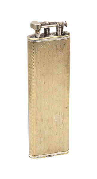 ALFRED DUNHILL 1928 Art-Deco Unique Single Arm Tall Club Lighter In Gilt Guilloche