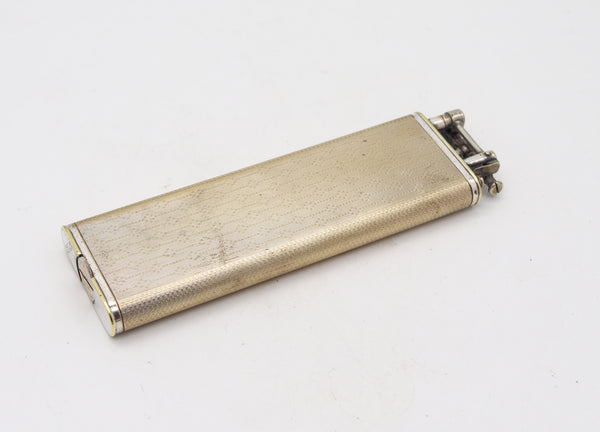 ALFRED DUNHILL 1928 Art-Deco Unique Single Arm Tall Club Lighter In Gilt Guilloche